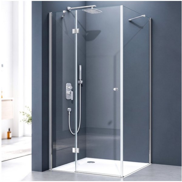 doporro Eckdusche Duschkabine Duschabtrennung ESG-Glas mit NANO H:190cm Ravenna05, BxT: 80x70 cm, ebenerdiger Einbau möglich