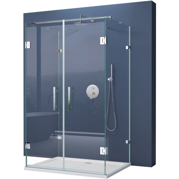 doporro Komplettdusche Duschkabine U-Form magnetische Dichtungsleisten ESG-8mm mit Nano R40, BxT: 90x80 cm, Einscheibensicherheitsglas (ESG), ebenerdiger Einbau