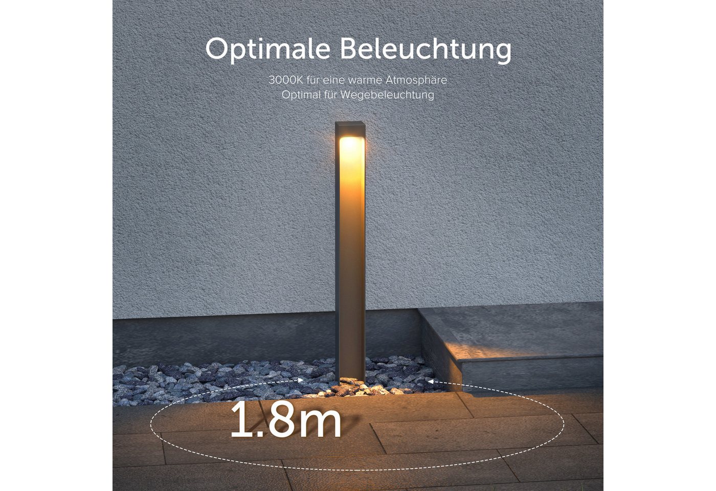 doporro LED Außen-Stehlampe Außenleuchte Gartenlampe Gartenleuchte Wegeleuchte Standleuchte BL, Warmweiß – Bild 4 von 5
