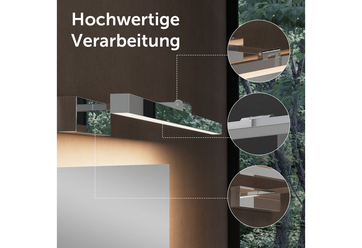 doporro LED Spiegelleuchte Wandleuchte LED-Spiegellampe 40/60cm 9W/14W RA≥80 Strahlenschön, 180° drehbar, E27-Sockel, wasserfest – Bild 2 von 5