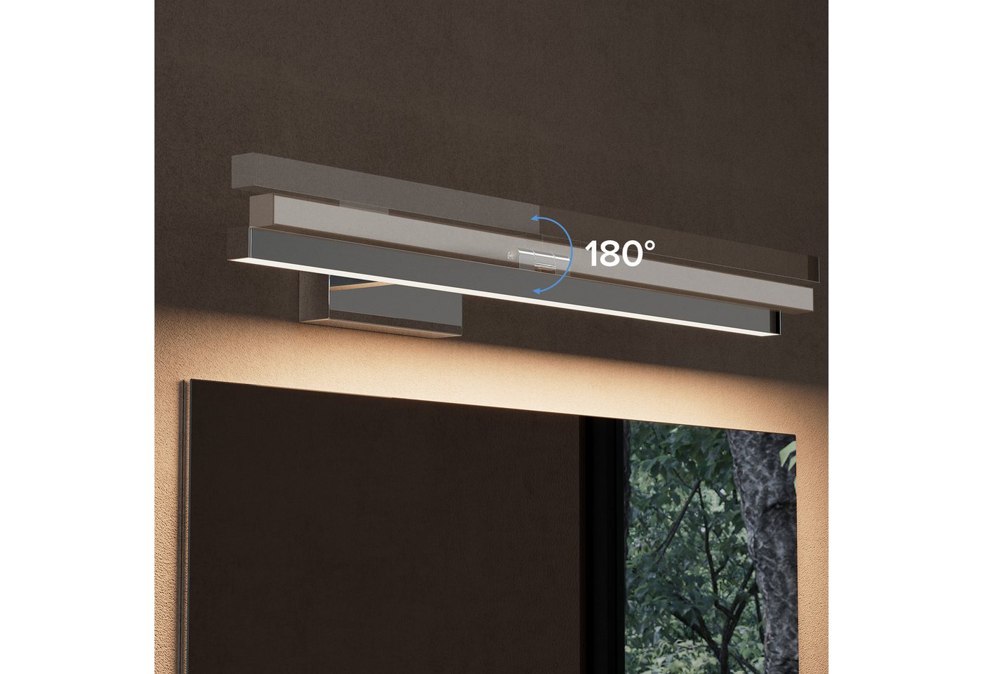 doporro LED Spiegelleuchte Wandleuchte LED-Spiegellampe 40/60cm 9W/14W RA≥80 Strahlenschön, 180° drehbar, E27-Sockel, wasserfest – Bild 5 von 5