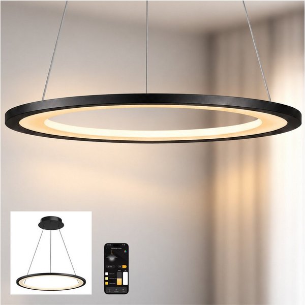 doporro Pendelleuchte Pendellampe Hängeleuchte höhenverstellbar stufenlos dimmbar Luvina01, Farbtemperatur von 3000–6000K einstellbar, LED-Pendellampe