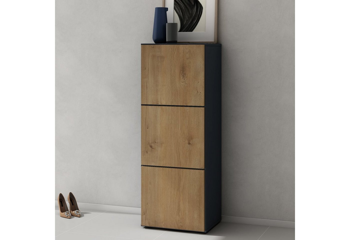 doporro Schuhschrank Schuhregal Schuhkipper mit 3 Fächern BTH:45x36x120cm Schuhschrank02 – Bild 2 von 5