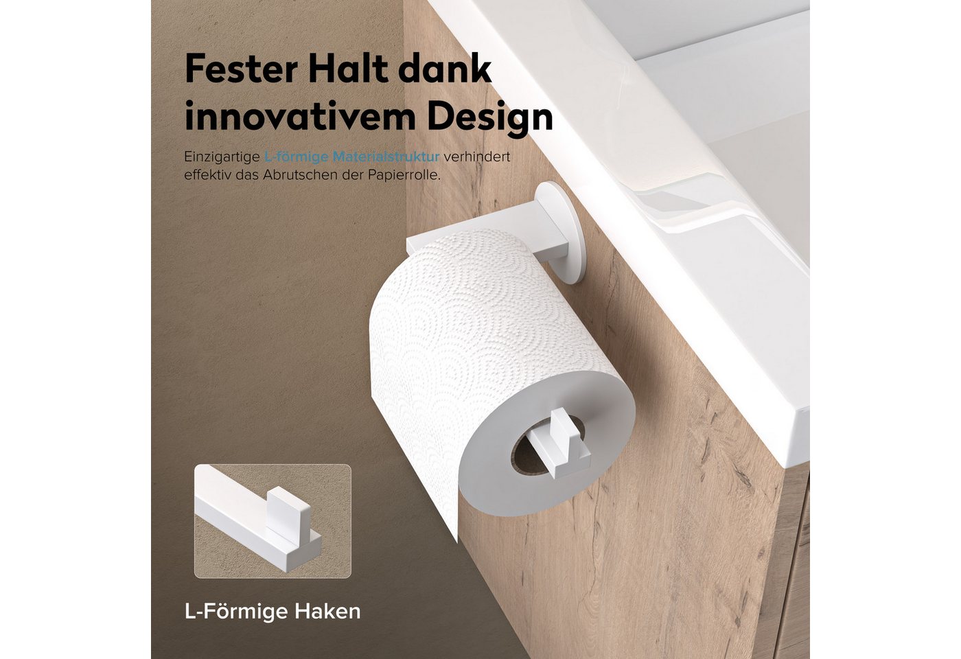 doporro Toilettenpapierhalter Klopapierhalter Moderner Klorollenhalter aus Edelstahl Lino-04, Hochwertiger 304 Edelstahl, rutschfeste Konstruktion – Bild 5 von 5