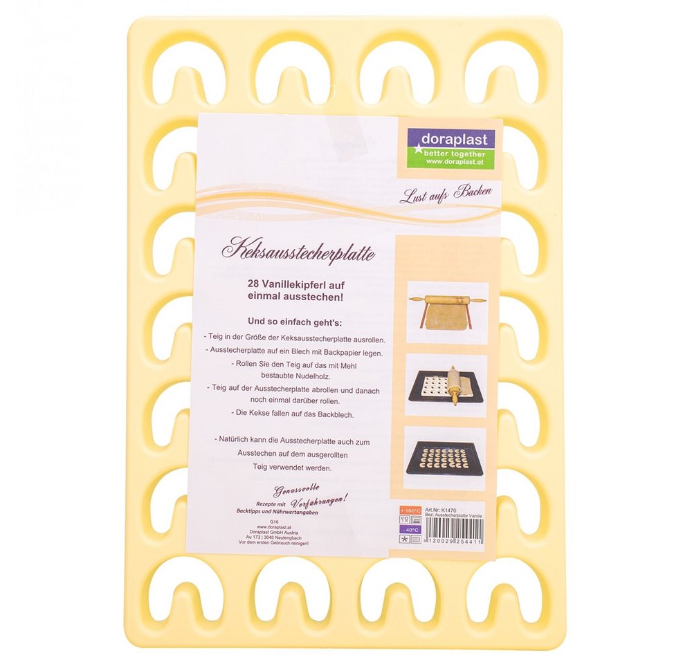 Doraplast Ausstechform Ausstecherplatte Vanille, Keksausstecherplatte „Vanillekipferl“ - 28 Stück – Bild 3 von 3