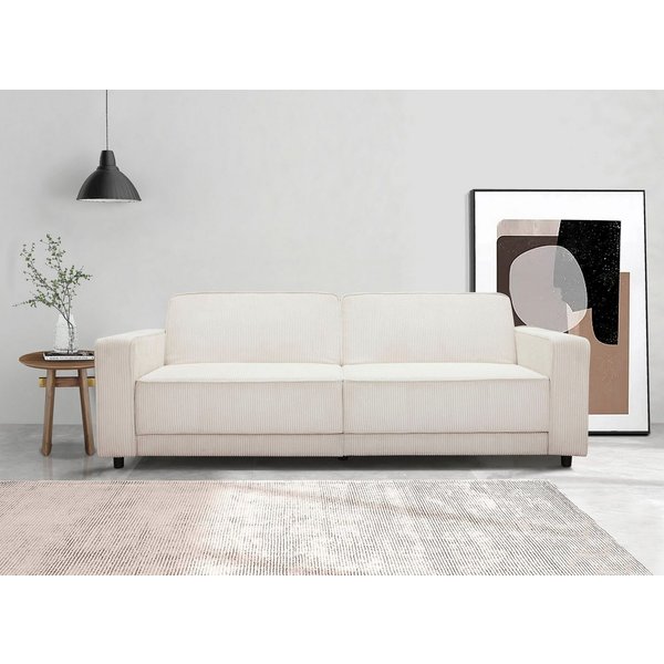 Dorel Home 3-Sitzer ALLIE Schlafsofa 225 cm, Bett-Funktion (108/190cm), trendiger Cord o. pflegeleichter Velours