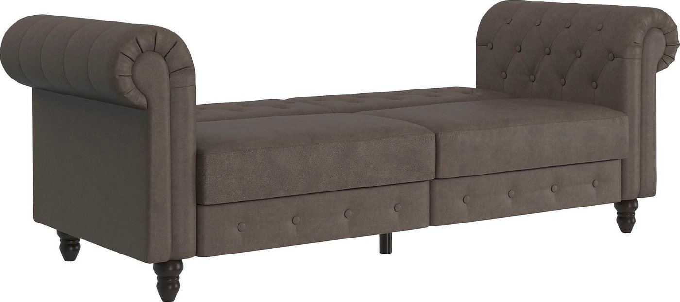 Dorel Home 3-Sitzer Felix, Schlafsofa 236 cm, (Liegefläche 108x190cm), Rückenlehne, 3-fach verstellbar, Velours, Kunstleder, Luxus-Microfaser Vintage – Bild 3 von 5