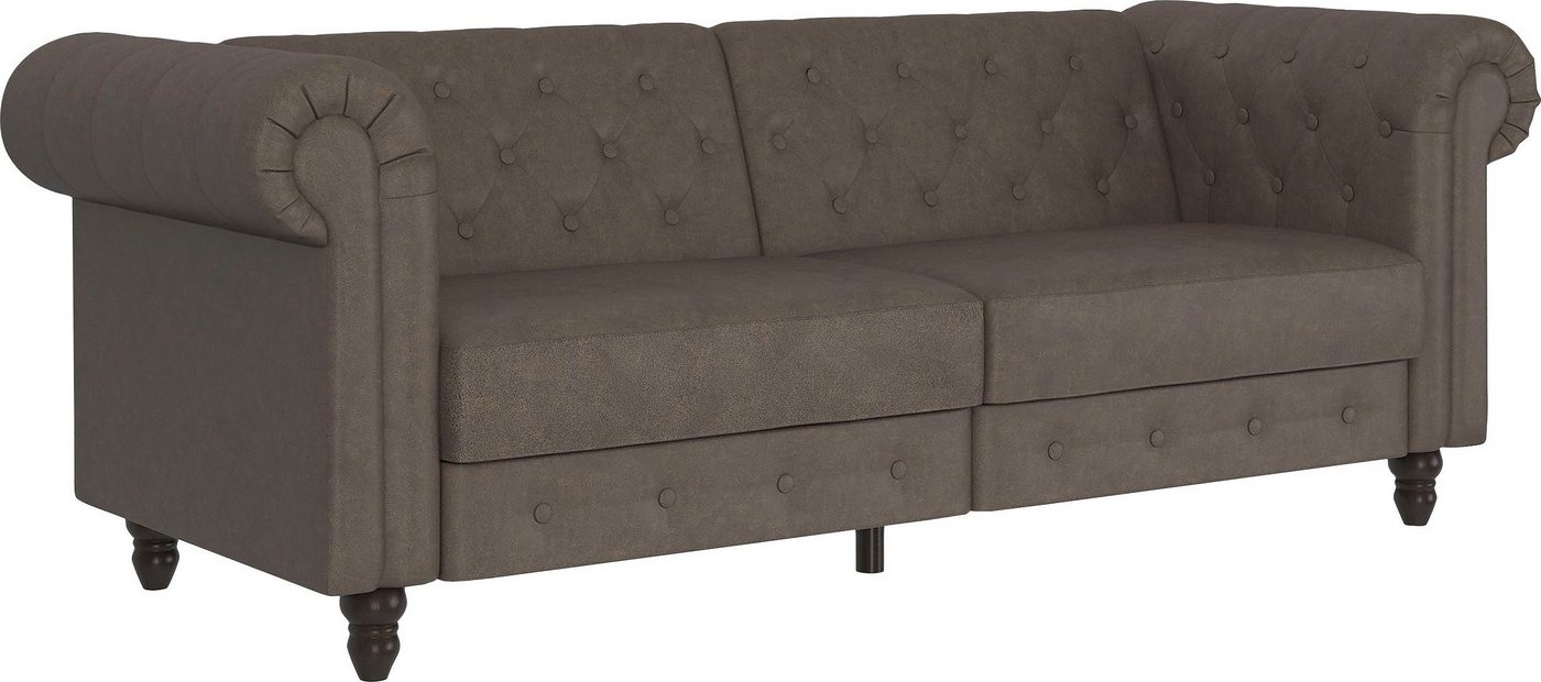 Dorel Home 3-Sitzer Felix, Schlafsofa 236 cm, (Liegefläche 108x190cm), Rückenlehne, 3-fach verstellbar, Velours, Kunstleder, Luxus-Microfaser Vintage – Bild 4 von 5