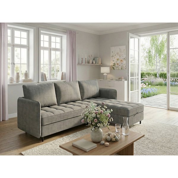 Dorel Home Ecksofa LINDHUS, Chenille, L-Form, Breite 194cm, verschiedene Stellvarianten, Recamiere, Stauraum, Modulsofa