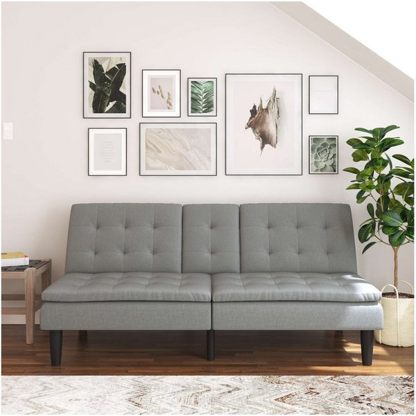 Dorel Home Schlafsofa MAINE, Kinosofa mit Relax- und Bettfunktion, 2 Getränkehalter, Liegefläche 190 x 110 cm, Webstoff und Kunstleder