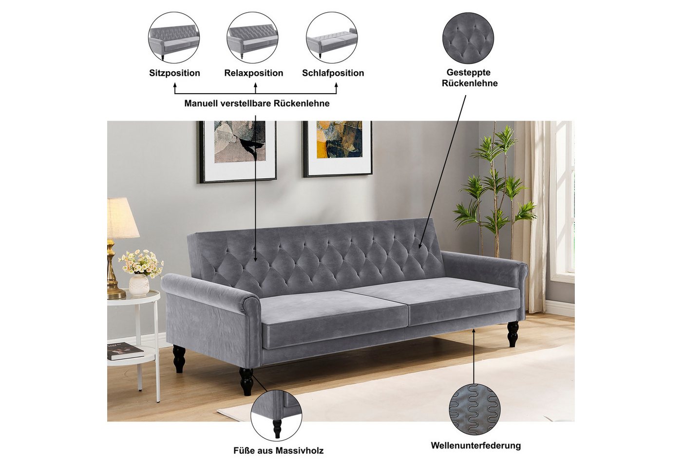 Dorel Home Schlafsofa Tyne – Bild 3 von 5