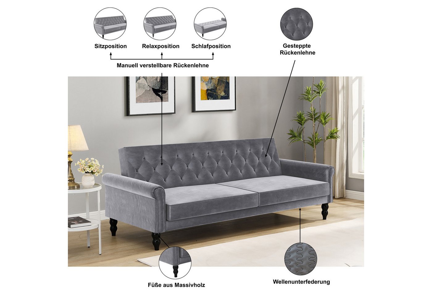 Dorel Home Schlafsofa Tyne – Bild 4 von 5