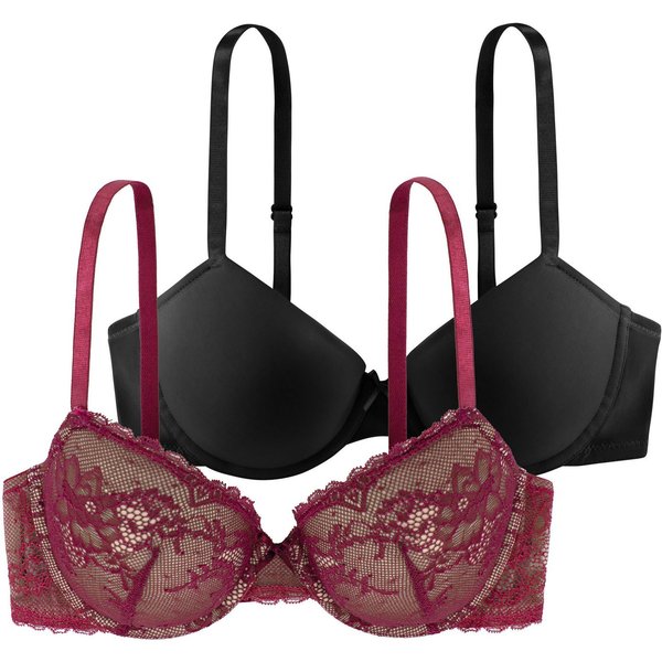 Dorina Bügel-BH Chloe (2er Pack) vorgeformte leicht gepolsterte Cups, florale Spitze, tiefer Ausschnitt