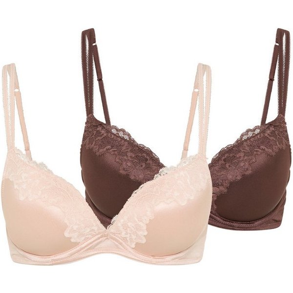 Dorina Push-up-BH Origins Shiny Micro (2er Pack) vorgeformte Cups, Spitzendetails, Doppelträger vorn