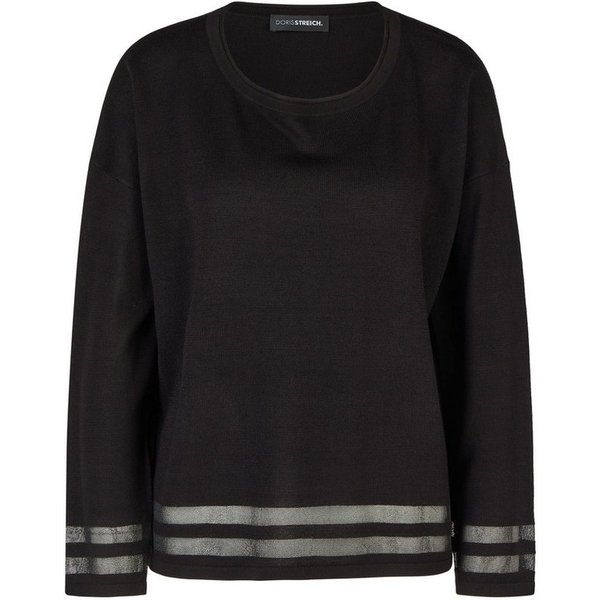 Doris Streich Strickpullover mit halbtransparenten Schmuck-Streifen