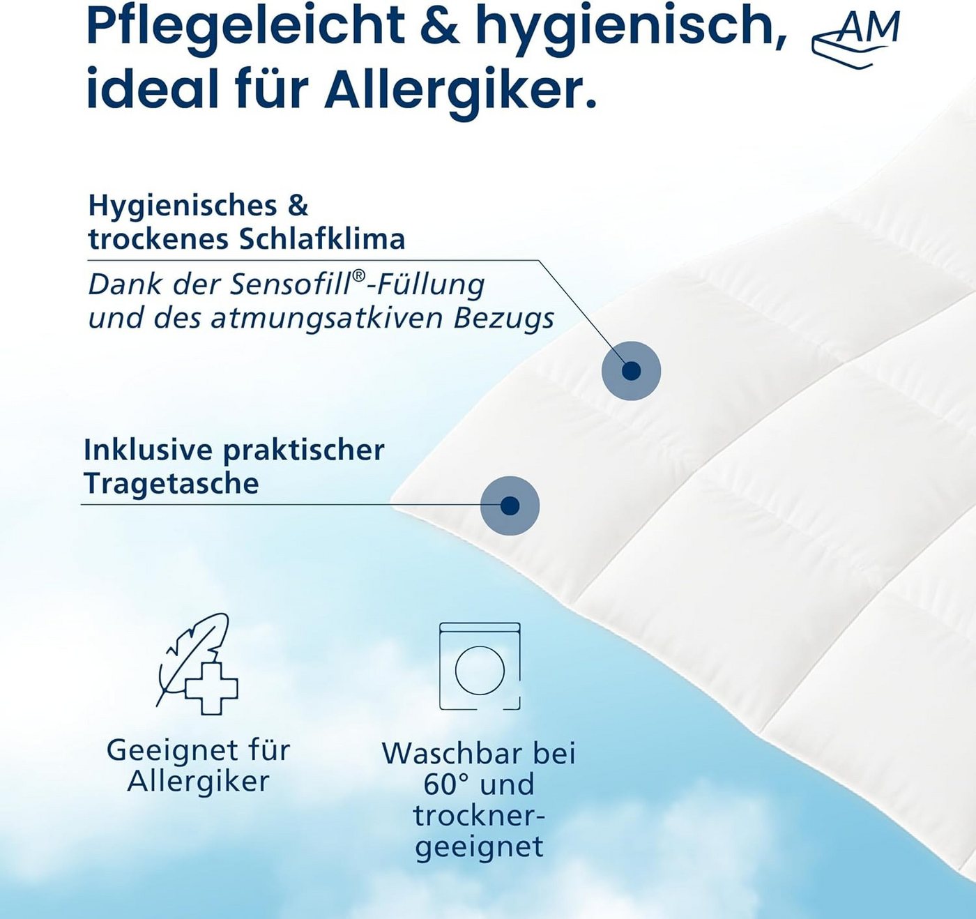 DormiGood Microfaserbettdecke Weiche Premium Bettdecke, Ganzjahresdecke, Allergiker geeignet, 135x200 cm – Bild 5 von 5