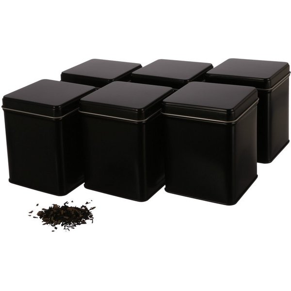 DOSENRITTER Teedose WATSON, (6-tlg., Schwarz eckig), Aromadicht, Stapelbar