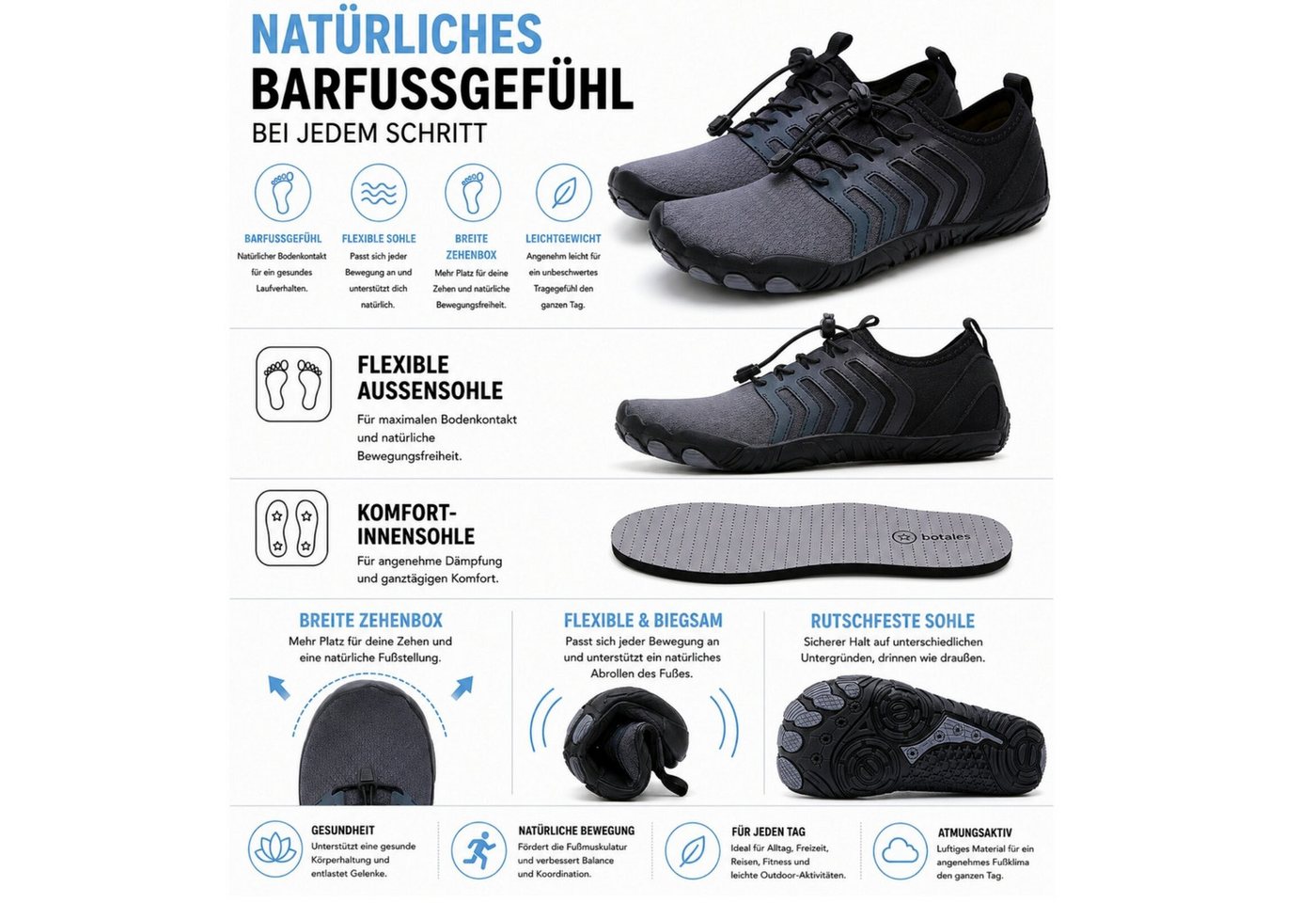 DOTALES Flexstep Barfußschuhe Damen & Herren Barfußschuhe Barfußschuh Minimalschuhe – Bild 2 von 5