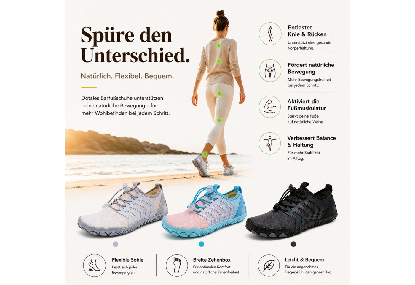 DOTALES Flexstep Barfußschuhe Damen & Herren Barfußschuhe Barfußschuh Minimalschuhe – Bild 4 von 5