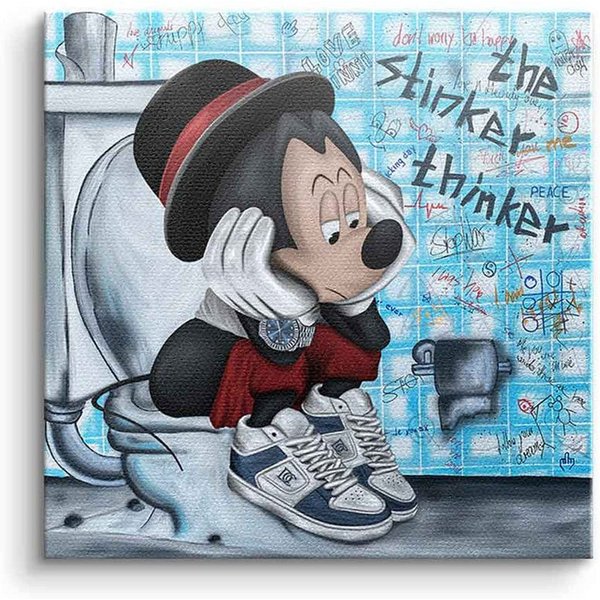 DOTCOMCANVAS® Leinwandbild The stinker Thinker, Leinwandbild The stinker Thinker Comic Maus Comic Maus Mouse Bad