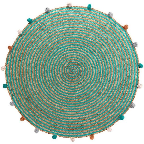 Douceur d'intérieur Kinderteppich Kinderteppich mit Pompons BALOO, Ø 90 cm, Höhe: 5 mm