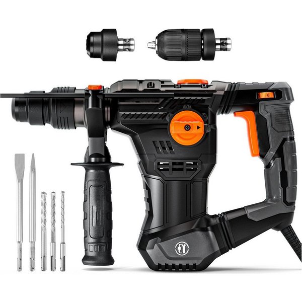 DOVAMAN Bohrhammer SDS-Plus, 4 in 1 Funktionen, 1500W/7J, SDS-Plus Adapter, 4350RPM/900RPM
