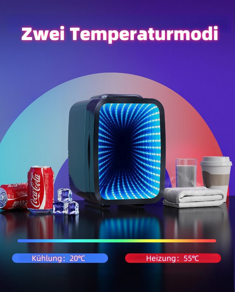 DOVAMAN Kühlbox 4L Mini Kühlschrank, 7 Lichtmodi & & Blinkendem Marquee-Effekt, 4 l, Kühl & Warmfunktion – Bild 5 von 5