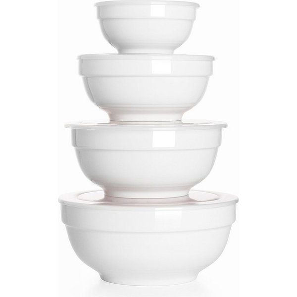 Dowan Rührschüssel Keramikschalen mit Deckeln, 1.9 L/1.2 L/650 ml/350 ml, 4er Set