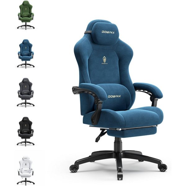 Dowinx Gaming-Stuhl Atmungsaktiver und Ergonomischer Bürostuhl aus Mikrofaser-Velours (Packung), Weiches Sitzgefühl, Verstellbarer Schreibtischstuhl mit Fußstüt