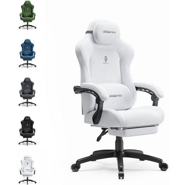 Dowinx Gaming-Stuhl Atmungsaktiver und Ergonomischer Bürostuhl aus Mikrofaser-Velours (Packung), Weiches Sitzgefühl, Verstellbarer Schreibtischstuhl mit Fußstüt
