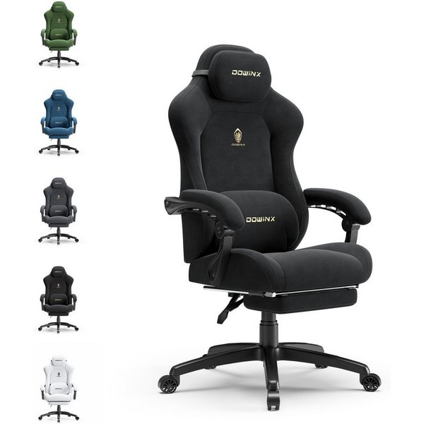 Dowinx Gaming-Stuhl Atmungsaktiver und Ergonomischer Bürostuhl aus Mikrofaser-Velours (Packung), Weiches Sitzgefühl, Verstellbarer Schreibtischstuhl mit Fußstüt