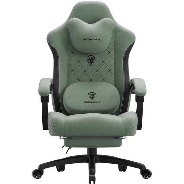 Dowinx Gaming-Stuhl Bürostuhl mit Beheizter Massage Lendenwirbelstütze (Packung), Gamer Stuhl Stoff mit Tasche Frühling Kissen und Fußstütze