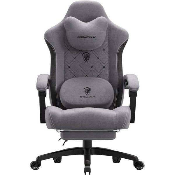 Dowinx Gaming-Stuhl Bürostuhl mit Beheizter Massage Lendenwirbelstütze (Packung), Gamer Stuhl Stoff mit Tasche Frühling Kissen und Fußstütze