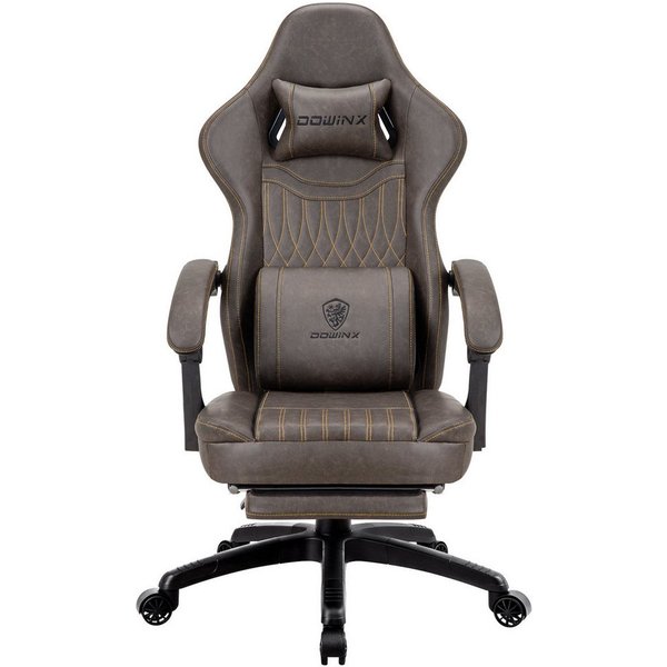 Dowinx Gaming-Stuhl mit Frühling Kissen,Racing Gamer Stuhl mit Massage Lendenwirbelstütze (Packung), Ergonomischer Gaming Sessel mit Fußstütze Bürostuhl PU Lede