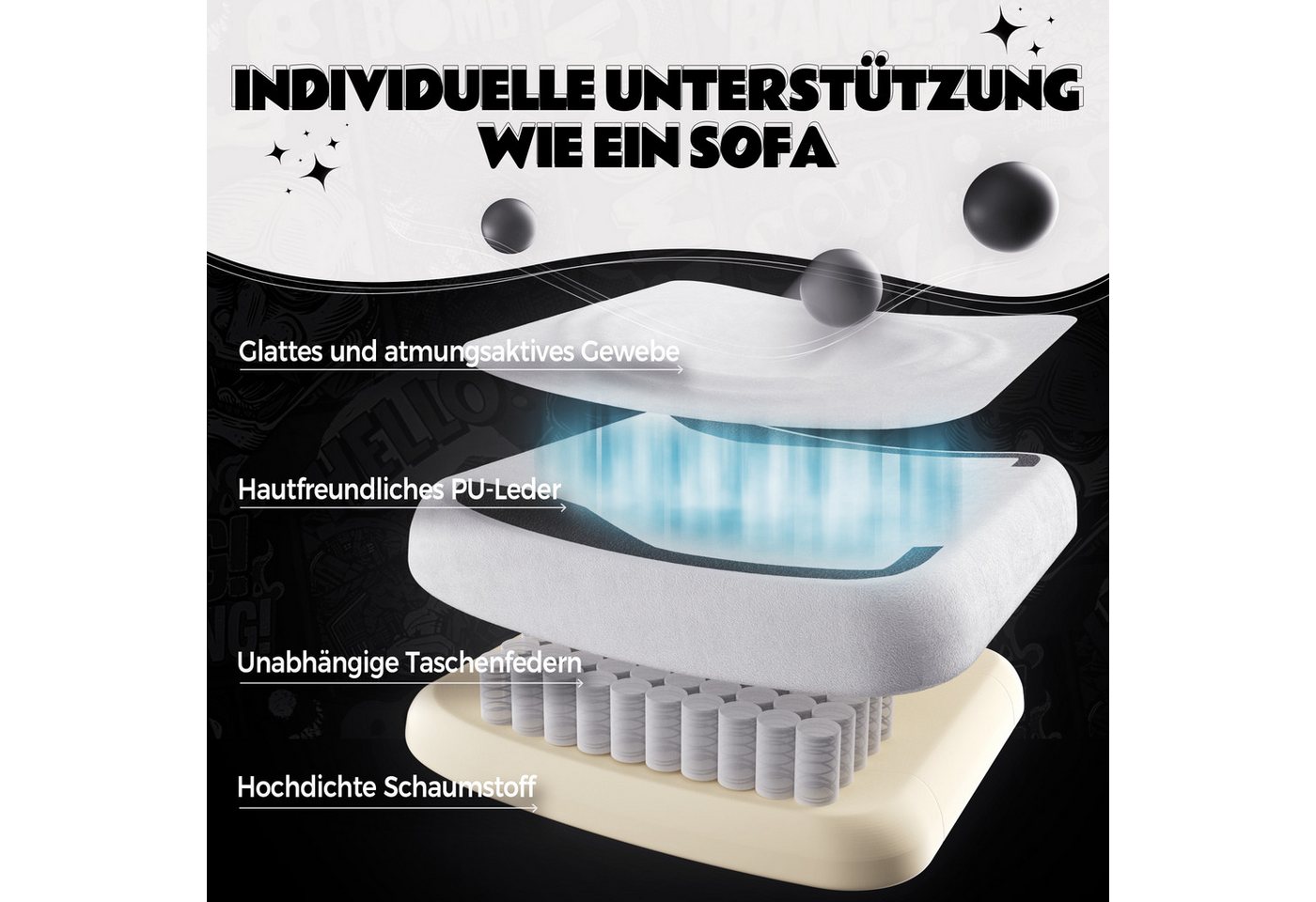Dowinx Gaming-Stuhl Niedlich mit Katzenohren, Pfoten-Lendenkissen und Sitzkissen, (Packung), Ergonomischer Computerstuhl mit Fußstütze, PC-Spiele-Stuhl für Mädc – Bild 5 von 5