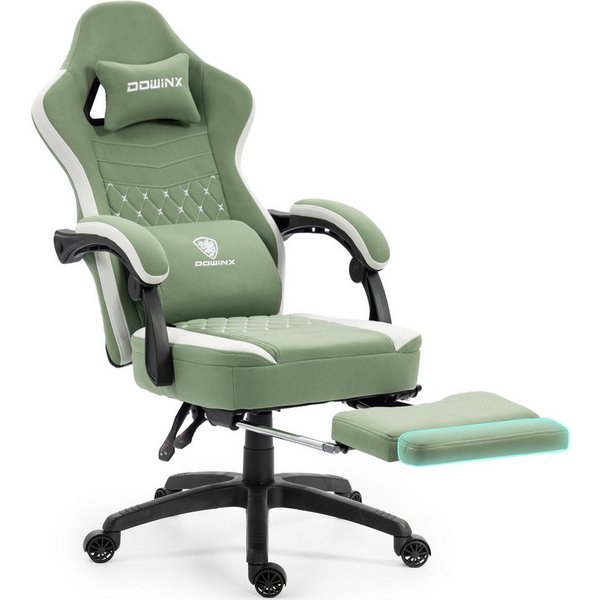 Dowinx Gaming-Stuhl Stoff mit Taschenfederkissen, Gaming Sessel mit Fußstütze, Ergonomischer Bürostuhl