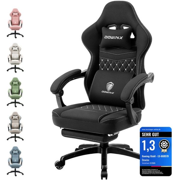 Dowinx Gaming-Stuhl Stoff mit Taschenfederkissen, Gaming Sessel mit Fußstütze, Ergonomischer Bürostuhl