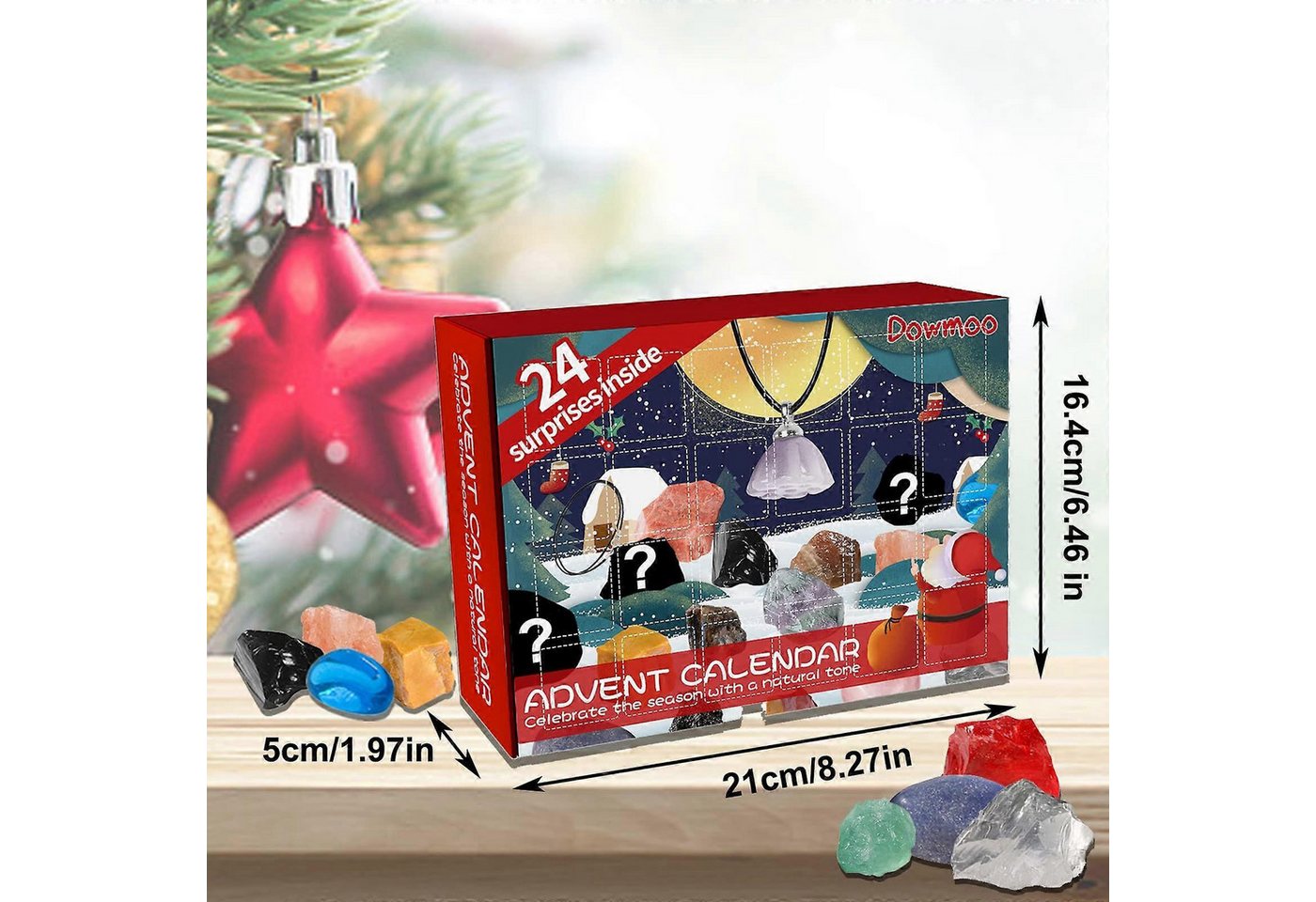 Dowmoo Adventskalender Gemstone Advent Calendar 2024 Edelstein-Set mit 24 echten Steinen, Kristalle, Minerale, Fossilien, Lernkalender für Kinder, Weihnachtsbox – Bild 4 von 4