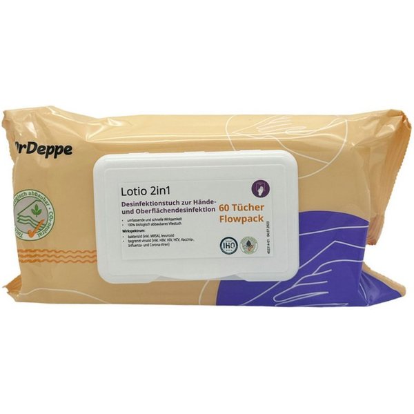 Dr.Deppe Lotio 2in1 - Desinfektionstücher - Flowpack Reinigungstücher (Cellulose)