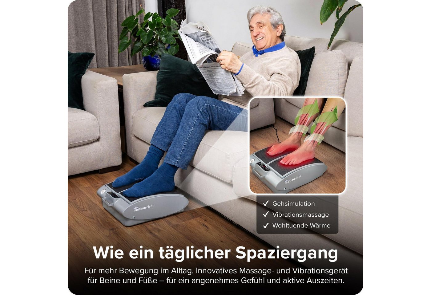 DR-HO'S Fußmassagegerät MotionCiser mit Wärmefunktion, Vibrationsfunktion und Fernbedienung, Set, mit Netzadapter, 2 Widerstandsbändern und LED-Anzeige, sanfte  – Bild 2 von 5