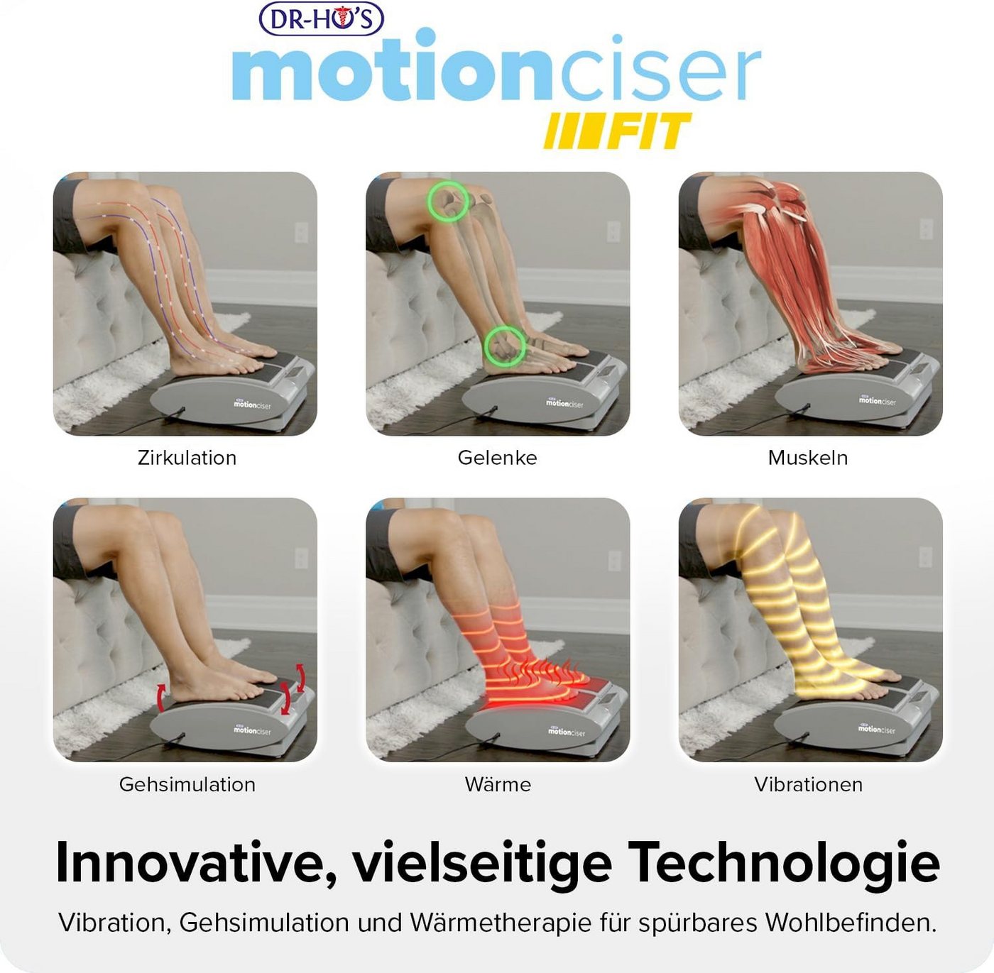 DR-HO'S Fußmassagegerät MotionCiser mit Wärmefunktion, Vibrationsfunktion und Fernbedienung, Set, mit Netzadapter, 2 Widerstandsbändern und LED-Anzeige, sanfte  – Bild 3 von 5