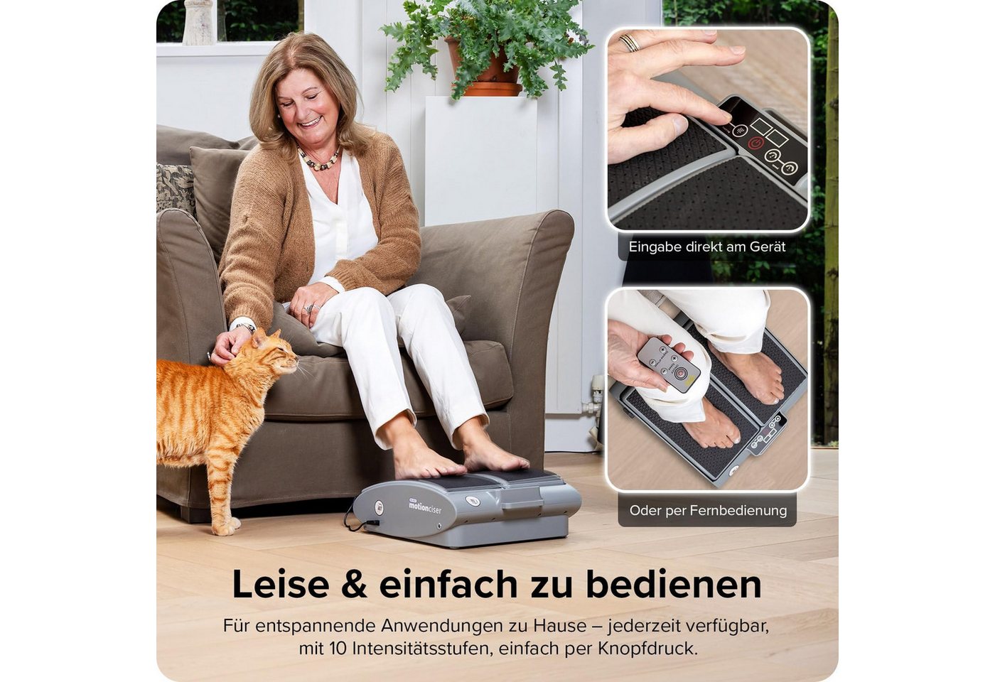 DR-HO'S Fußmassagegerät MotionCiser mit Wärmefunktion, Vibrationsfunktion und Fernbedienung, Set, mit Netzadapter, 2 Widerstandsbändern und LED-Anzeige, sanfte  – Bild 4 von 5