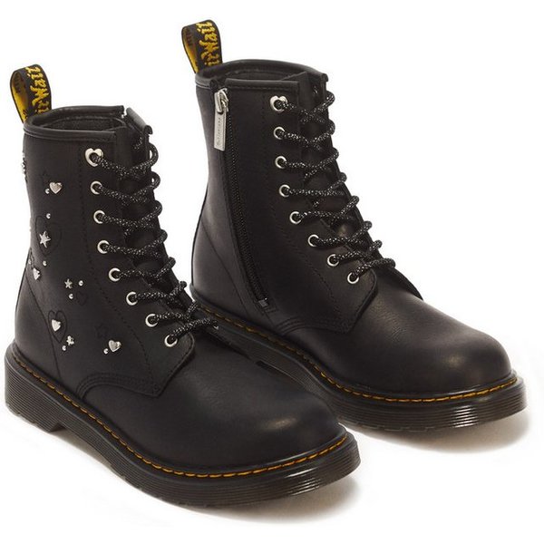 DR. MARTENS 1460 Hs Y Black Wyoming Schnürboots Schnürstiefelette mit logobedruckter Anziehlasche