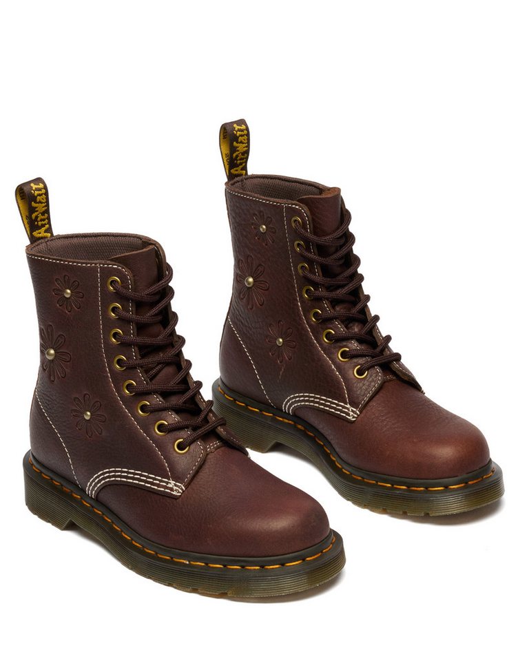 DR. MARTENS 1460 Pascal Flower Schnürboots, Blockabsatz, Stiefelette, 8-Eye Boots mit Flower Prägung – Bild 3 von 5