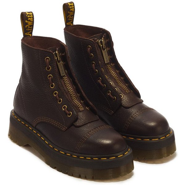 DR. MARTENS Sinclair Schnürboots Blockabsatz, Schnürstiefelette mit logobedruckter Anziehlasche