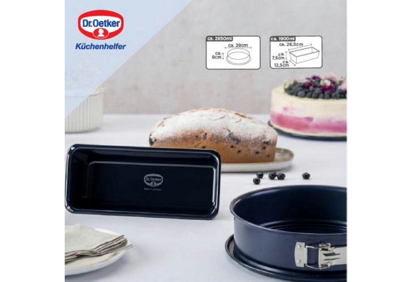 Dr. Oetker Küchenhelfer Back-Set Backformen-Set "Back-Liebe Emaille", 2-teilig – Bild 3 von 5