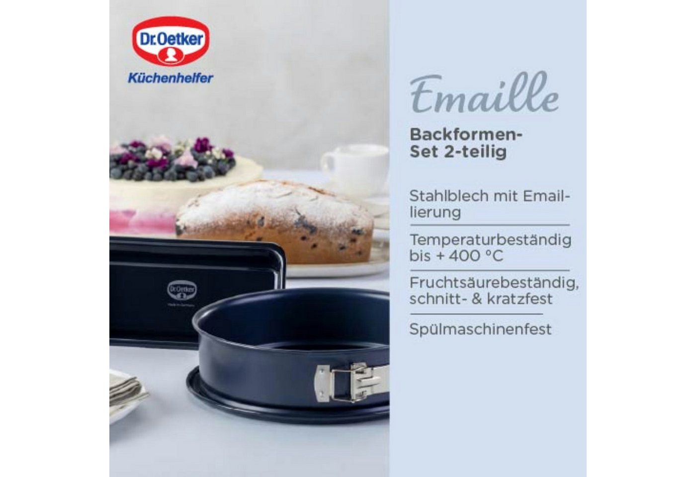Dr. Oetker Küchenhelfer Back-Set Backformen-Set "Back-Liebe Emaille", 2-teilig – Bild 4 von 5