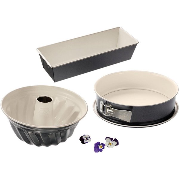 Dr. Oetker Küchenhelfer Backform Back-Trend, (Set 3-tlg), (je 1 Gugelhupfform, Springform, Kastenform), Stahlblech