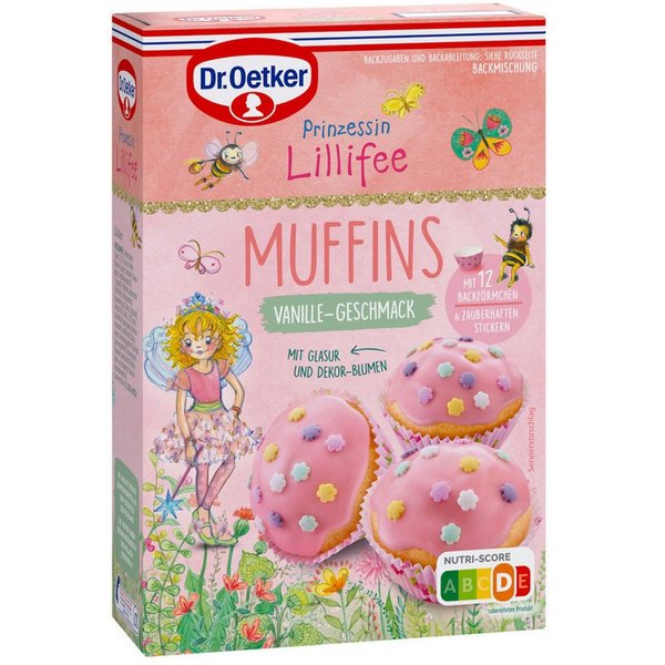 Dr. Oetker Küchenhelfer Backmischung, Dr. Oetker Prinzessin Lillifee Muffins mit rosa Glasur Packung 397g