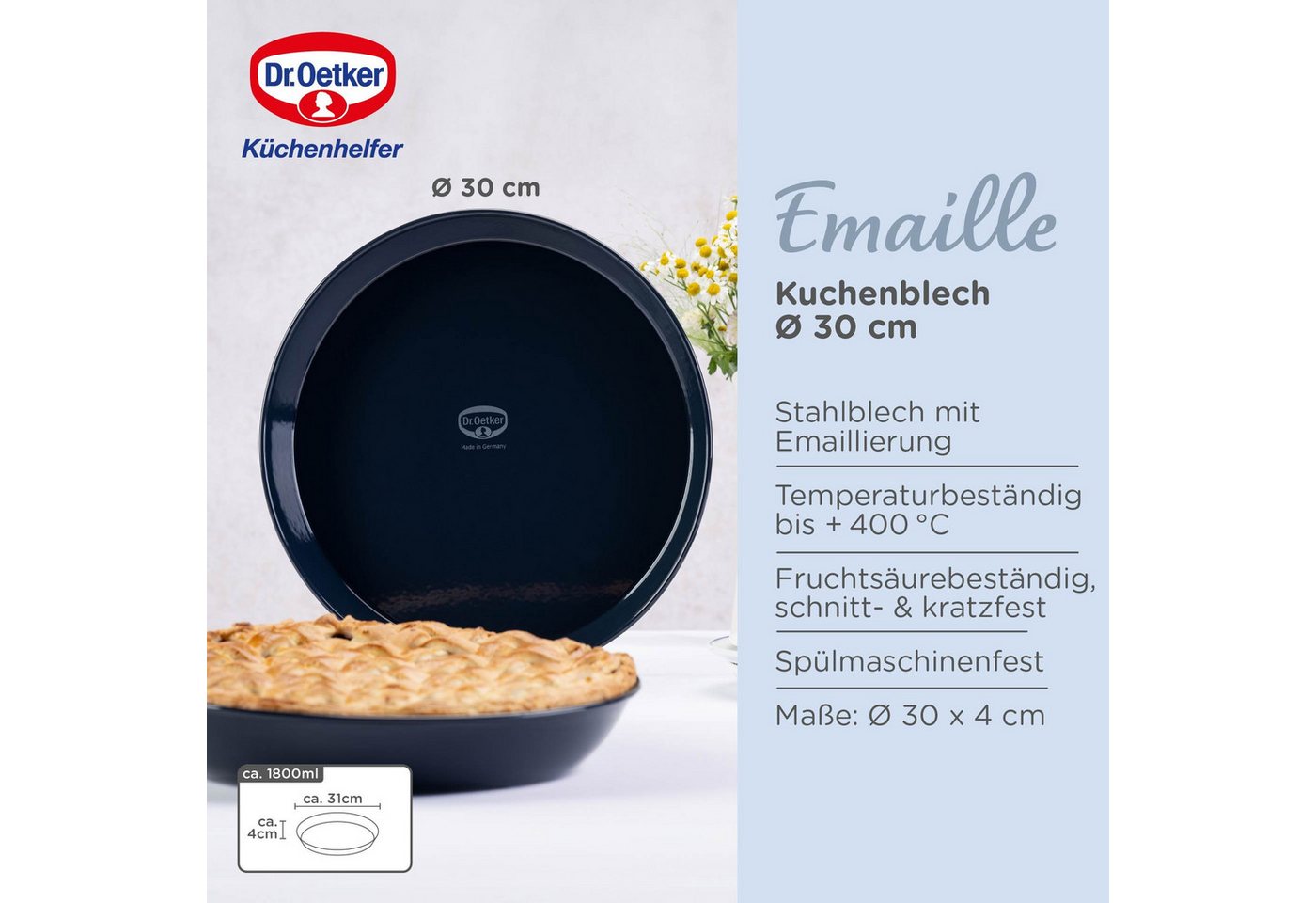 Dr. Oetker Küchenhelfer Kuchenblech Backblech, rund – Bild 4 von 5